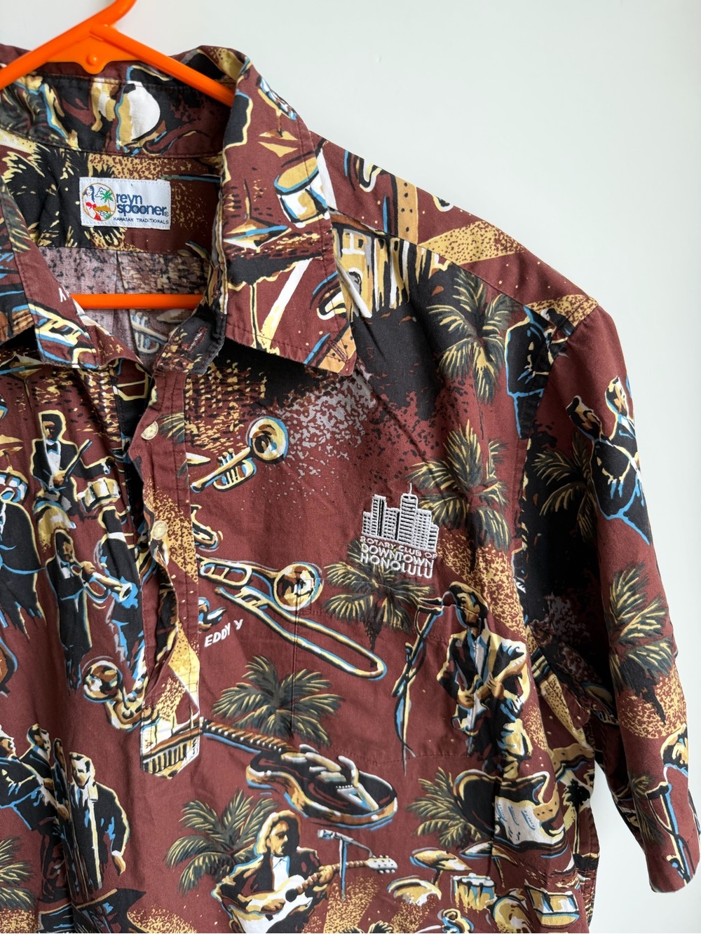 VTG Reyn Spooner Short Sleeve Button Down Shirt Hawaiian Rotary Eddy Jazz XL